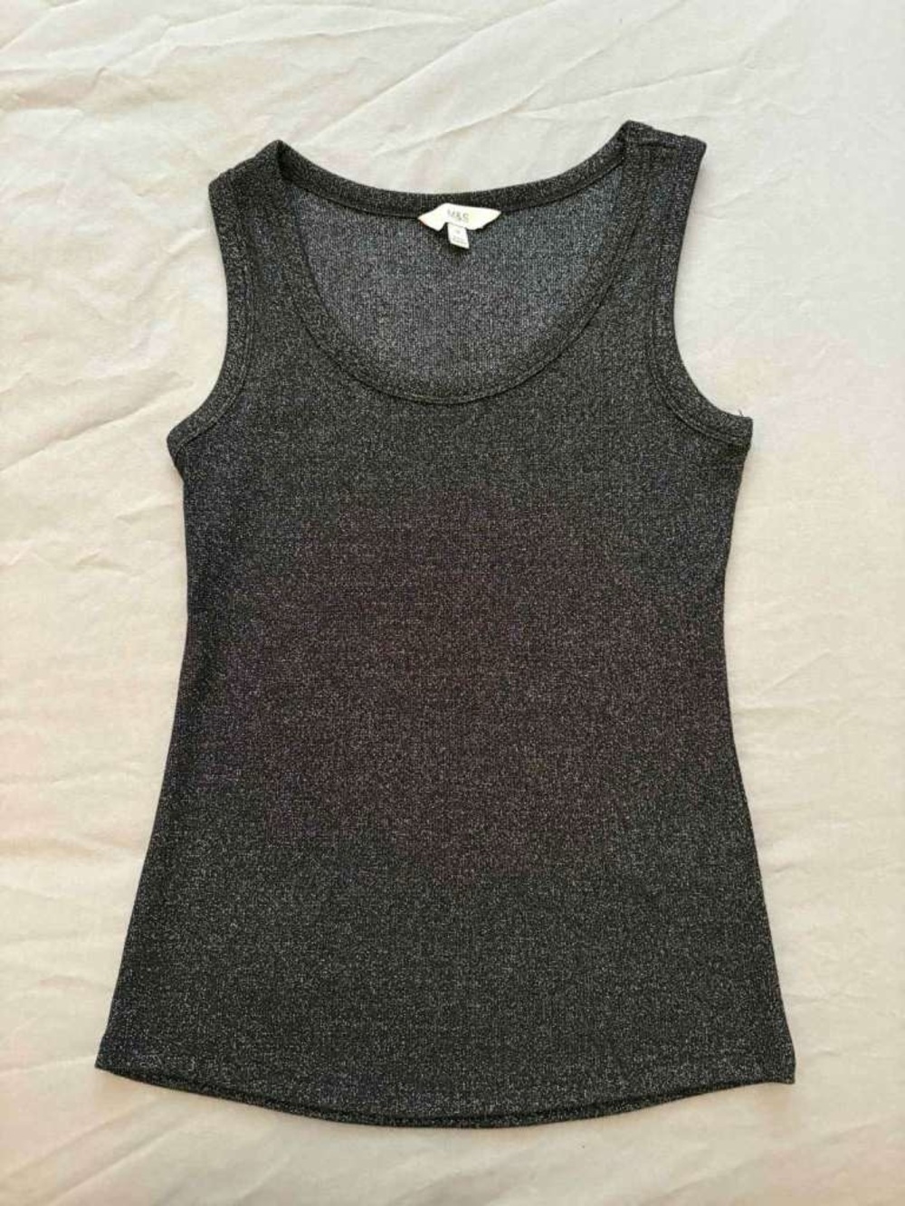 Women's Sparkle Scoop Neck Tank Top - Black